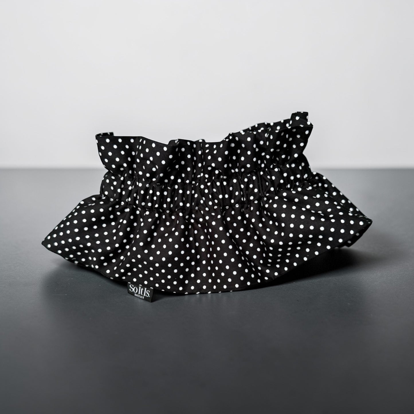 Black Poka Dot Removable Collar & Cuffs | Ruffle Set