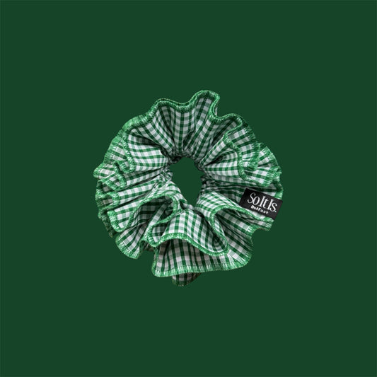 Emerald Green Gingham Scrunchie